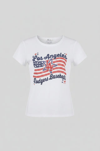 Los Angeles Dodgers '47 Brand Womens Patriotic Frankie T-Shirt White