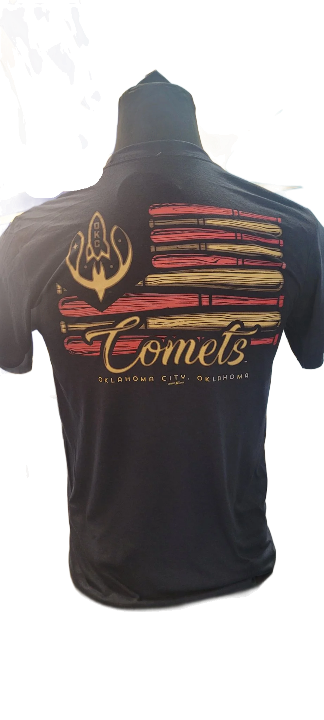 OKC Comets Navy Bat Flag 4th of July Shirt