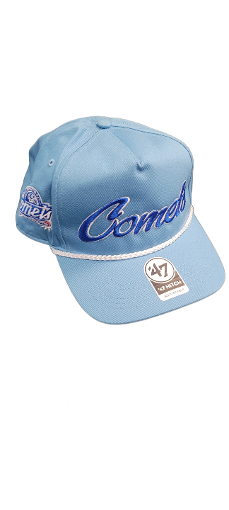 OKC Comets Overhand Script Rope Light Blue 47 Hitch Cap